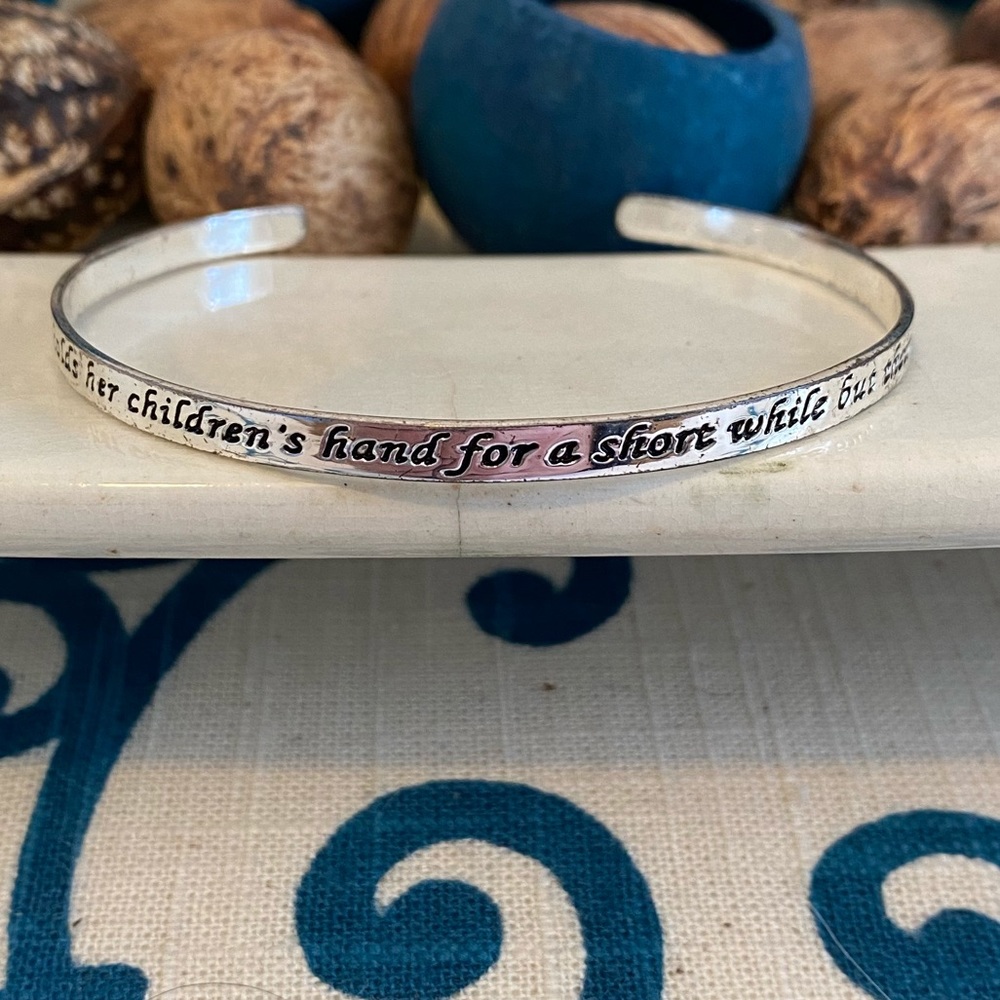 Mothers Mom Love 925 Sterling Silver Cuff Bracelet - Holds A Child’s Hand Heart